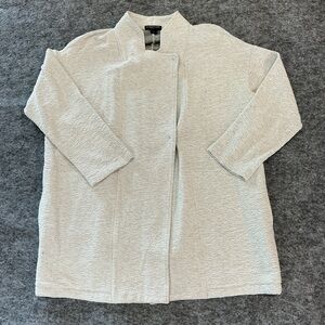 Eileen Fisher Light Grey Textured Open Cardigan Size 1X